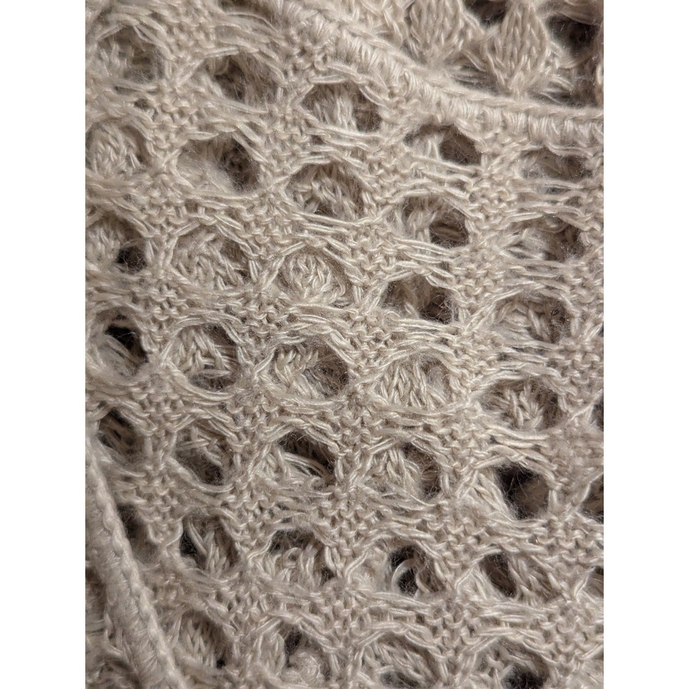 Womens Beige L Crochet Open Knit Pullover Sweater Beach Cover Up Boho Stagecoach - Picture 8 of 9